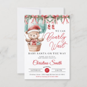 Santa Baby Vi kan bearly Wait Pojke Shower Inbjudningar