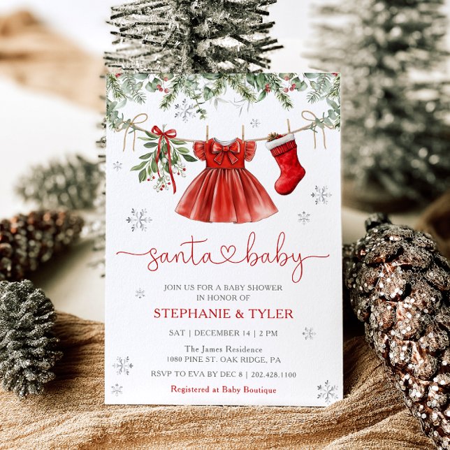 Santa Baby Vinter Jul Baby Shower Inbjudan (Skapare uppladdad)