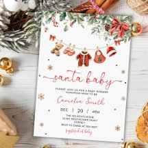 Santa Baby Vinter Jul Babyshower Inbjudan