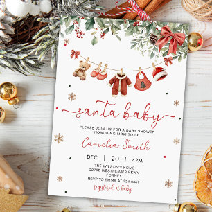 Santa Baby Vinter Jul Babyshower Inbjudan