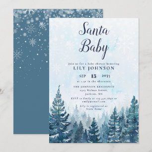 Santa Baby Vinter Skog Bebis Shower Inbjudningar
