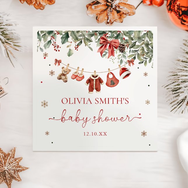 Santa Baby Winter Christmas Baby Shower Napkins Pappersservett (Skapare uppladdad)