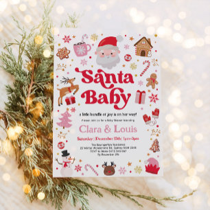 Santa Baby Winter-juljejsaren Baby Shower Inbjudningar