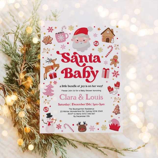 Santa Baby Winter-juljejsaren Baby Shower Inbjudningar (Skapare uppladdad)