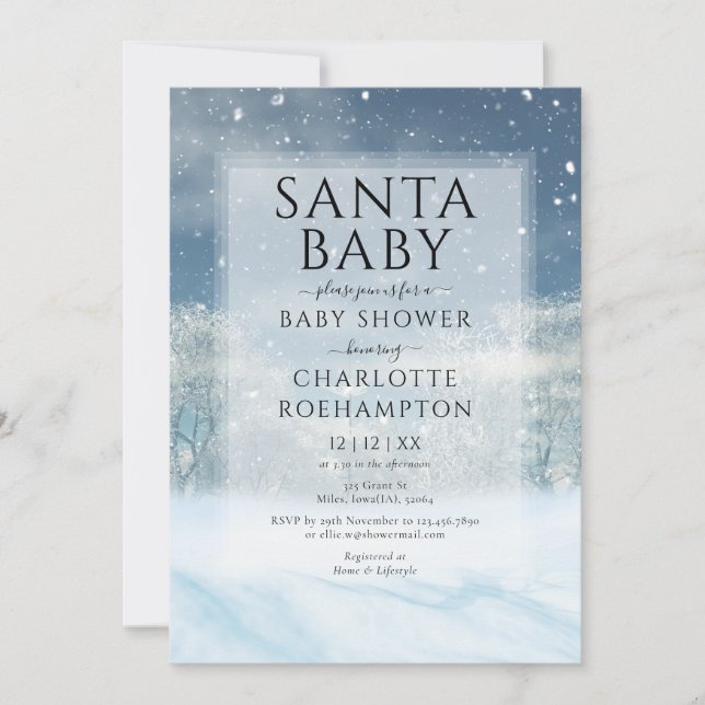 Santa Baby Winter-juljusknappen Baby Shower Inbjudningar (Framsida)