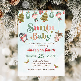 Santa Baby Winter-juljusknappen Baby Shower Inbjudningar