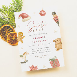 Santa Baby Winter-juljusknappen Baby Shower Inbjudningar