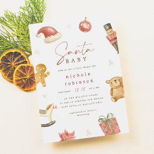 Santa Baby Winter-juljusknappen Baby Shower Inbjudningar