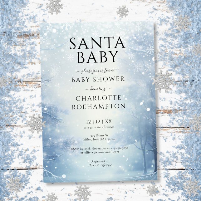Santa Baby Winter-juljusknappen Baby Shower Inbjudningar (Santa Baby Winter Christmas Baby Shower Invitation)