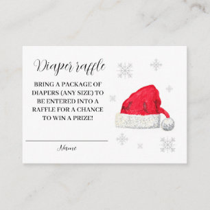 Santa Baby Winter Red Diaper Raffle Baby Shower Tilläggskort