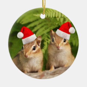 Santa babyjordekorrar dubblerar sidprydnaden julgransprydnad keramik