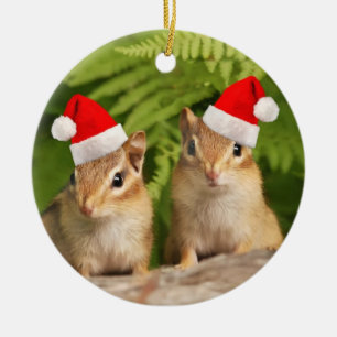 Santa babyjordekorrar julgransprydnad keramik