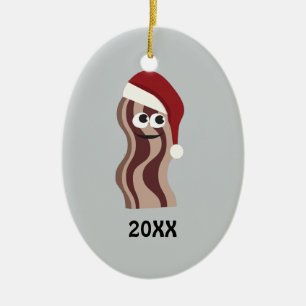Santa bacon julgransprydnad keramik