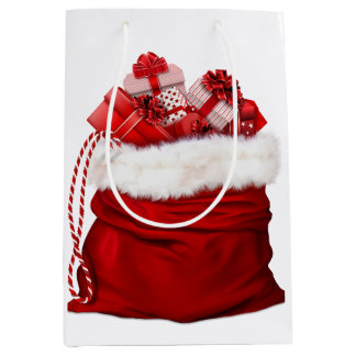 Santa Bag Full of Presents Red And White Gift Bag