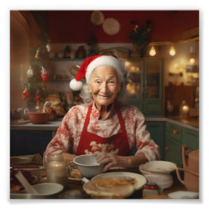 Santa Baking Cake Fototryck