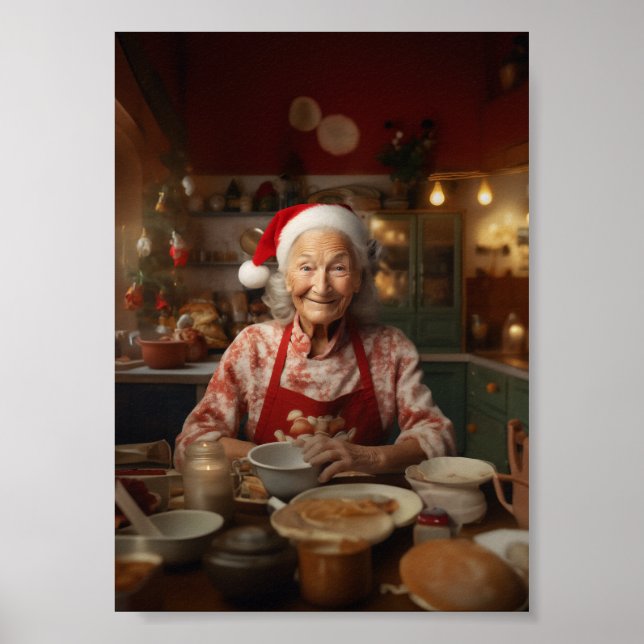 Santa Baking Cake Poster (Framsidan)