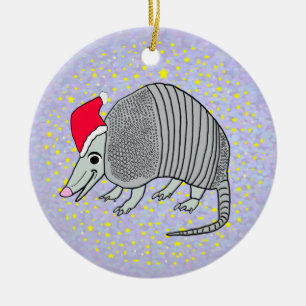 Santa bältdjurjul julgransprydnad keramik