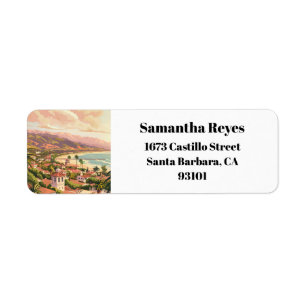 Santa Barbara Beach California Returadress Etikett