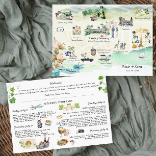Santa Barbara Bröllop Helg Itinerary Karta Inbjudningar
