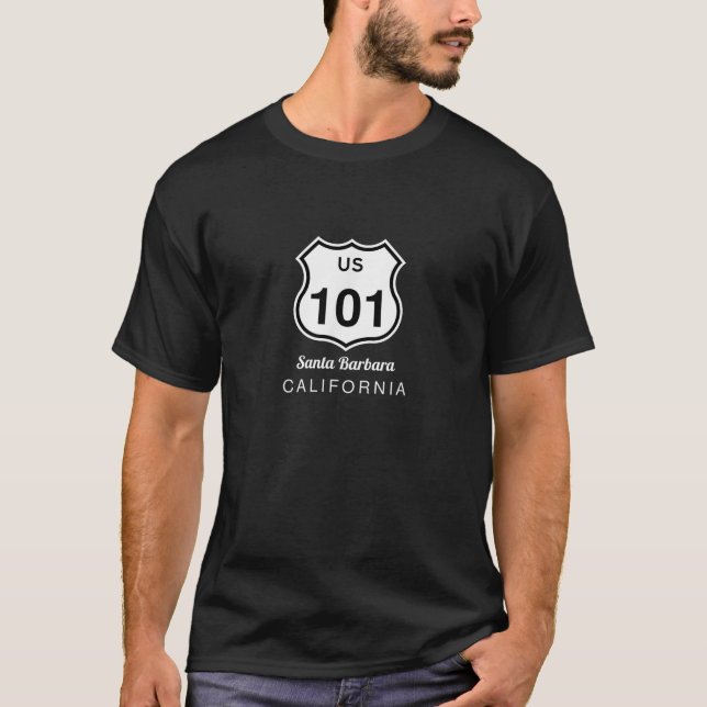 Santa Barbara CA Historic US Route 101 US Highway T Shirt (Framsida)