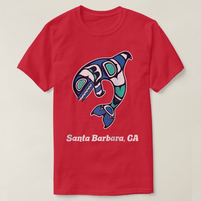 Santa Barbara CA Native American Tribal Orca Kille T Shirt (Design framsida)
