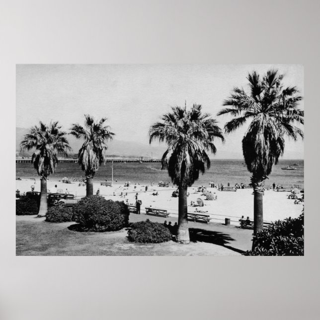 Santa Barbara, CA Väster Beach View Photograph Poster (Framsidan)