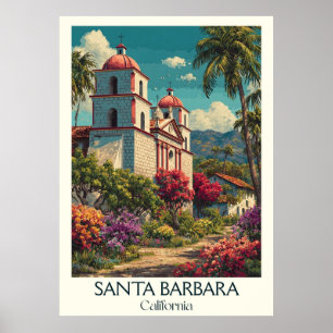 Santa Barbara California Art Print Spansk charm Poster