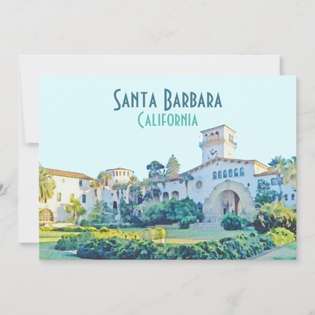 Santa Barbara California Domstol Watercolor Inbjudningar (Framsida)