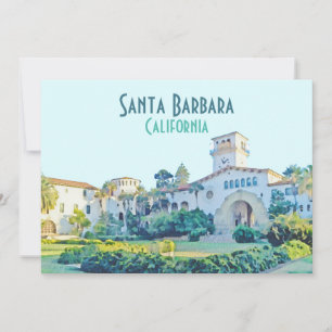 Santa Barbara California Domstol Watercolor Inbjudningar