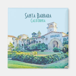 Santa Barbara California Domstol Watercolor Mag Magnet