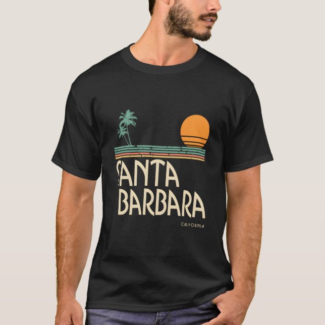 Santa Barbara California Palms T Shirt (Framsida)