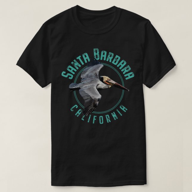 Santa Barbara California Pelican Design T-Shirt (Design framsida)