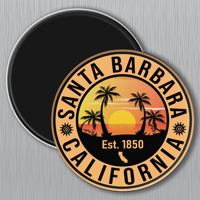 Santa Barbara California Retro Sunset Souvenirs Magnet (Skapare uppladdad)