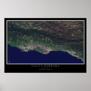 Santa Barbara California Satellite Poster Karta