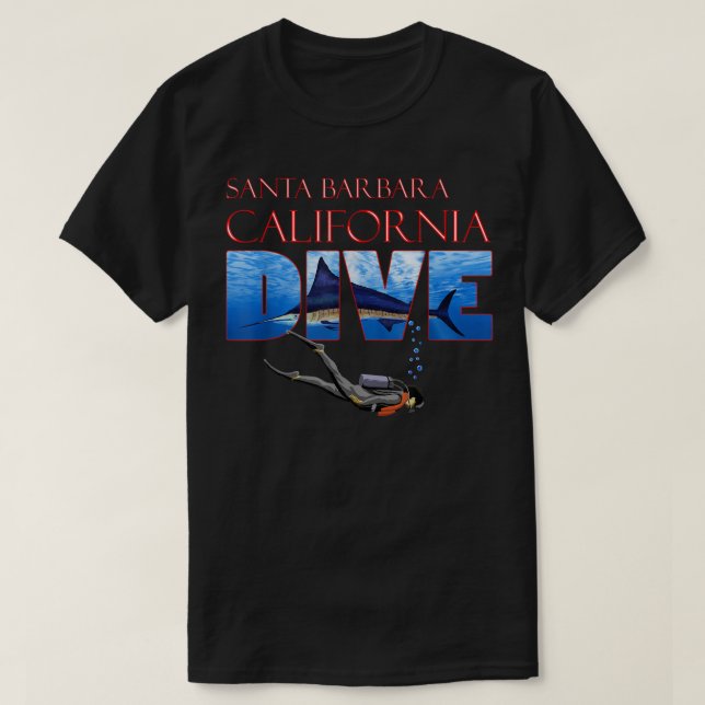 Santa Barbara California SCUBA Diver Ocean Snorkel T Shirt (Design framsida)