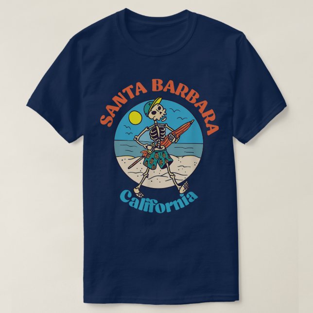 Santa Barbara California Skeleton Souvenir Reminde T Shirt (Design framsida)
