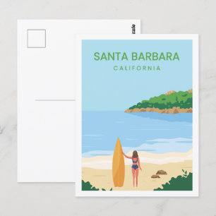 Santa Barbara California Travel Ställe Illustratio Vykort