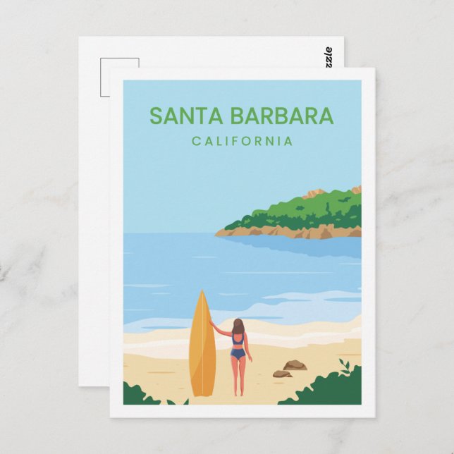 Santa Barbara California Travel Ställe Illustratio Vykort (Fram/baksida)
