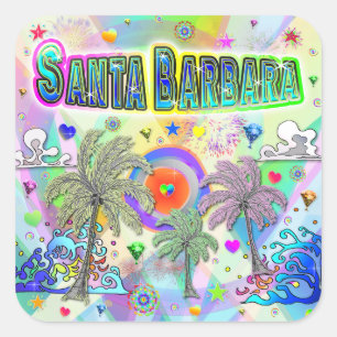 Santa Barbara Deep Dream Sticker Fyrkantigt Klistermärke