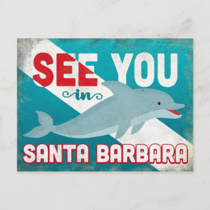 Santa Barbara Dolphin - Retro Vintage resor Vykort