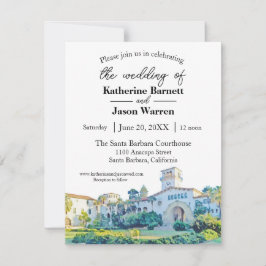 Santa Barbara Domstol Watercolor Bröllop Inbjudningar