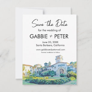 Santa Barbara Domstol Watercolor Spara datum Inbjudningar