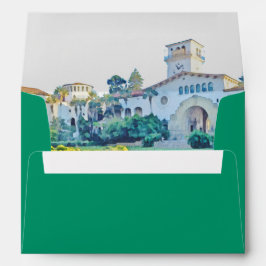 Santa Barbara domstolshus akvarell Kalifornien