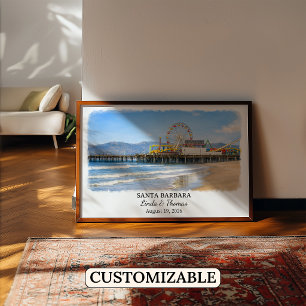 Santa Barbara Kalifornien Affisch, Akvarell, Custo Poster