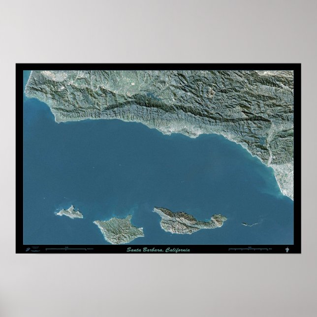 Santa Barbara, Kaliforniens satellit poster foto (Framsidan)