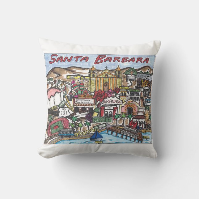 Santa Barbara Karta Dekorativ kudde (Framsida)