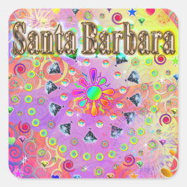 Santa Barbara Lucky Golden Sticker Fyrkantigt Klistermärke