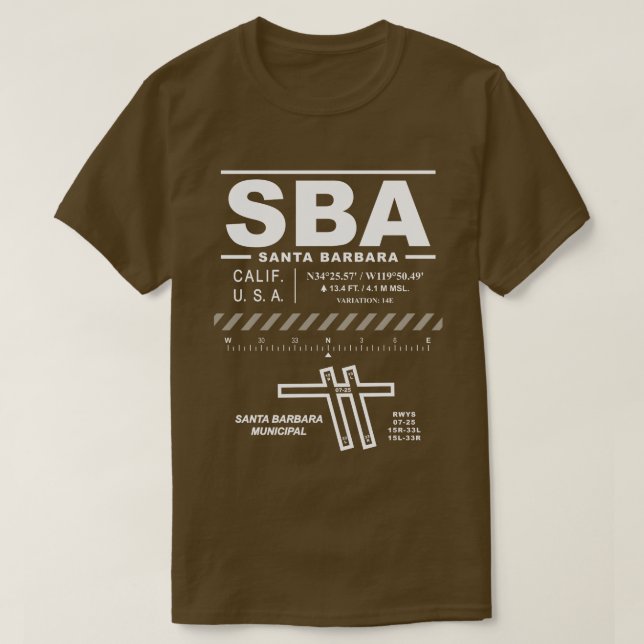 Santa Barbara Municipal Airport SBA T-Shirt (Design framsida)