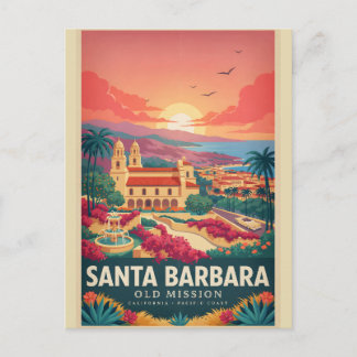 Santa Barbara Old Mission Vintage California Post Vykort