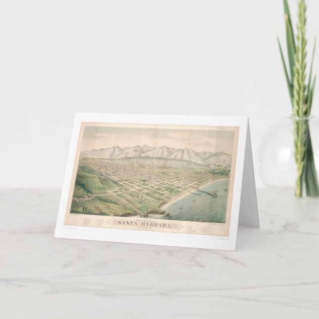 Santa Barbara panorama- karta 1877 (1581A) för CA. Kort (Framsida)